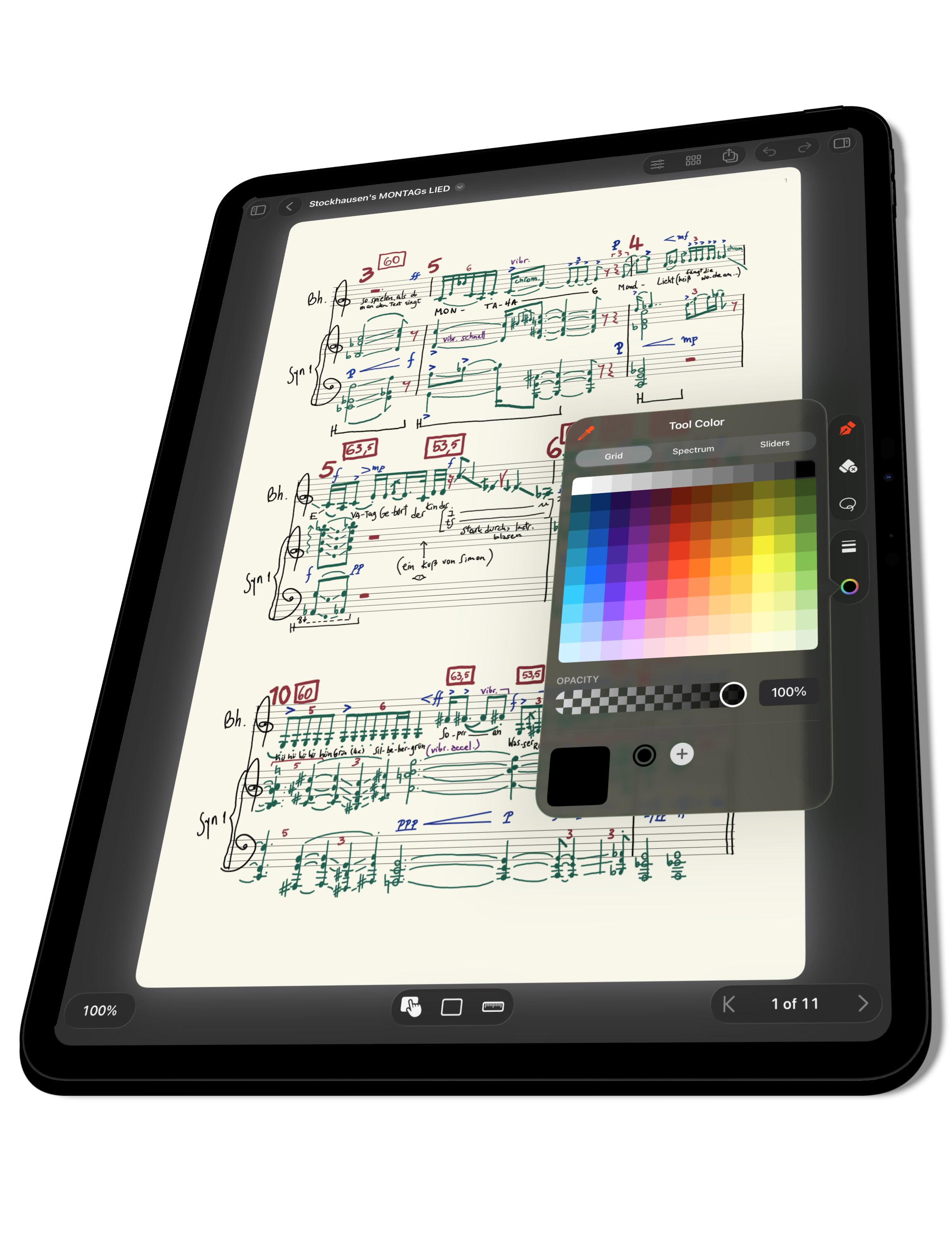MusicPad in portrait orientation on iPad