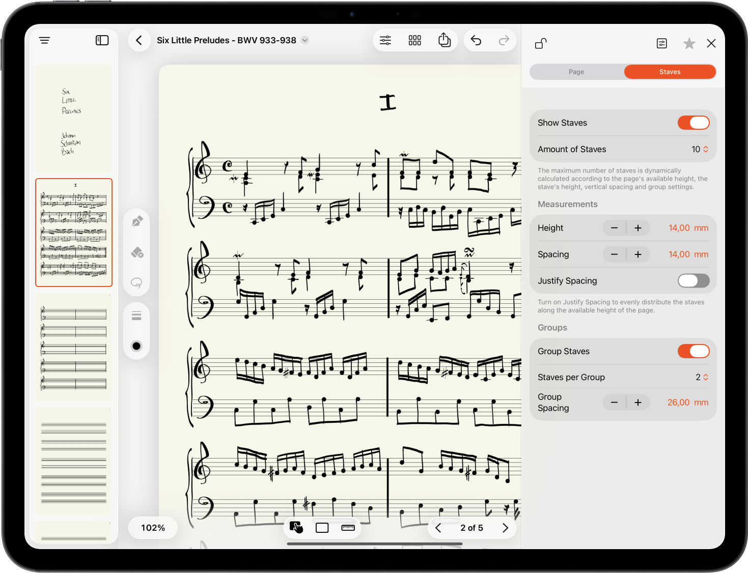 MusicPad page configuration